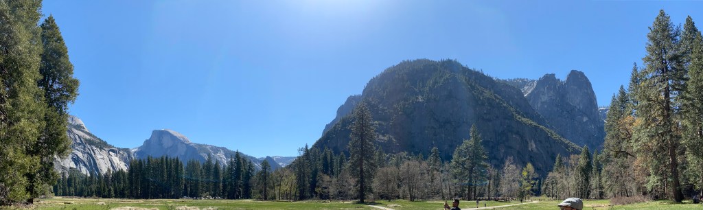 Panoramic view inside Yosemite Valley National Park