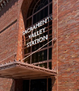 Sacramento Valley Train Station sign.